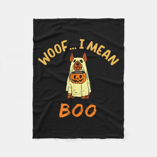 Halloween Hund Ghost Kostym Halloween Hund Fleecefilt (Framsidan)