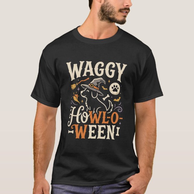 Halloween-hund Häxa Natt T Shirt (Framsida)