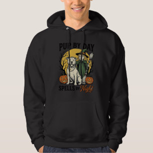 Halloween Hund Häxa Tröja Vintage Gravyr Husdjur T Hoodie