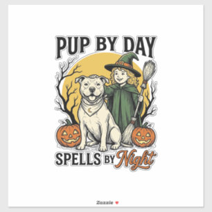 Halloween Hund Häxa Tröja Vintage Gravyr Husdjur T Klistermärken