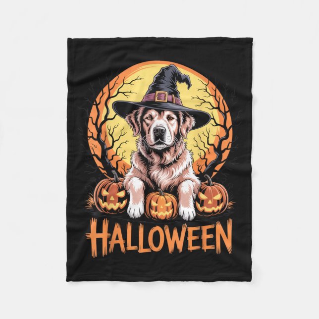 Halloween Hund Häxdesign För Husdjursälskare Och Fleecefilt (Framsidan)