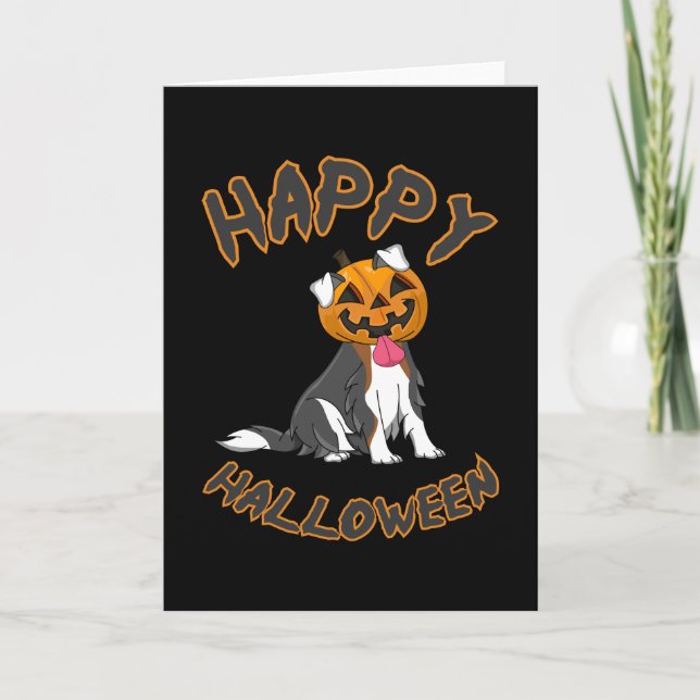 Halloween Hund Hundar Pumpkin Horror Gift Idea Kort (Framsida)