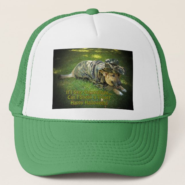 Halloween Hund i Camouflage Keps (Framsida)