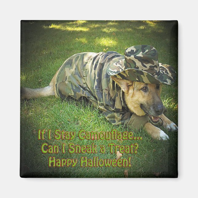 Halloween Hund i Camouflage Magnet (Framsidan)