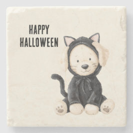 Halloween Hund i Kattkostym Stenunderlägg