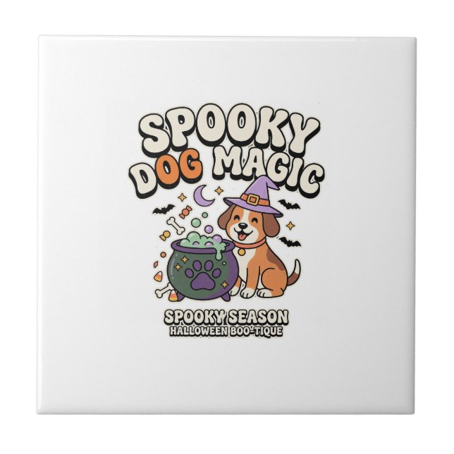 Halloween Hund Magiska Vibrationer Kakelplatta (Framsidan)