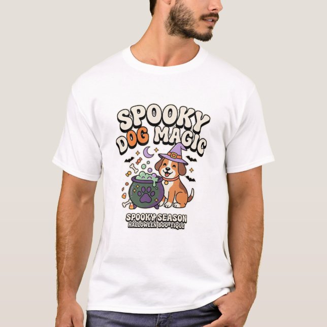 Halloween Hund Magiska Vibrationer T Shirt (Framsida)