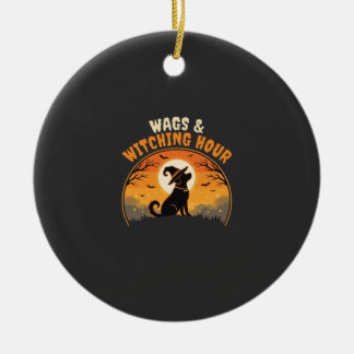 Halloween hund månsken julgransprydnad keramik