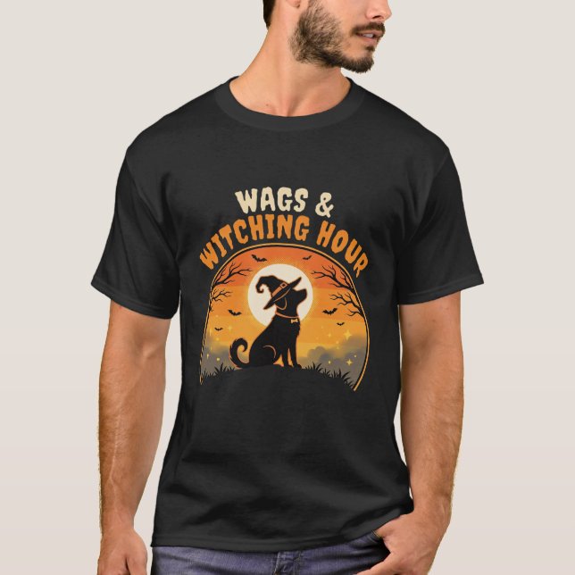 Halloween hund månsken t shirt (Framsida)