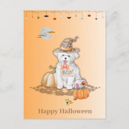 Halloween-Hund med Hat Halloween-godis-kort Helg Vykort