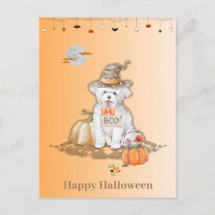 Halloween-Hund med Hat Halloween-godis-kort Helg Vykort