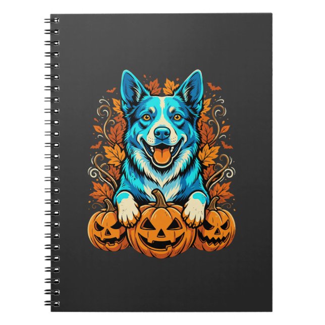 Halloween Hund Med Jack O Lantern Pumpa_1 Anteckningsbok (Framsidan)