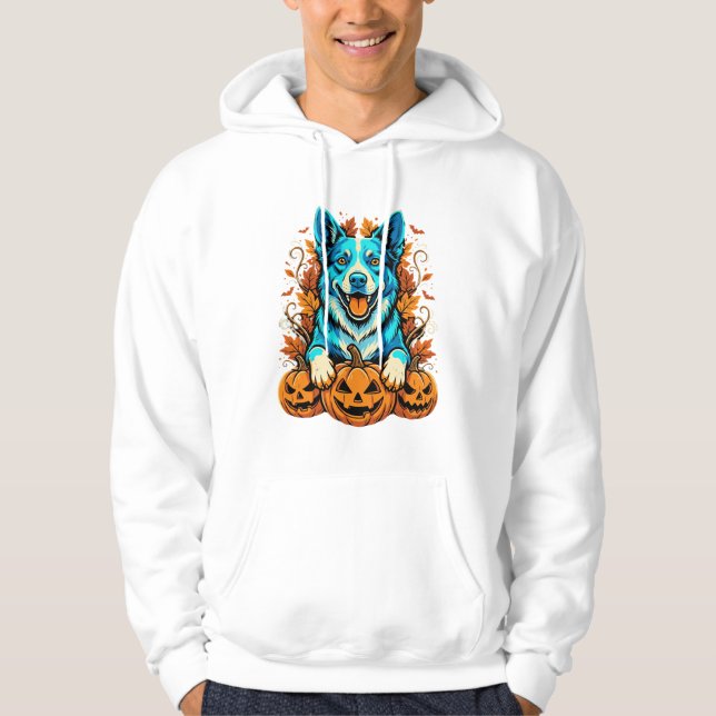 Halloween Hund Med Jack O Lantern Pumpa_1 Hoodie (Framsida)