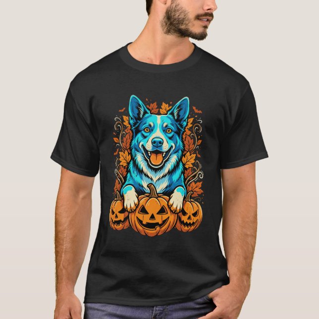 Halloween Hund Med Jack O Lantern Pumpa_1 T Shirt (Framsida)