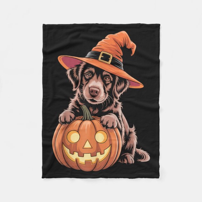 Halloween Hund Med Pumpa Älskare Roligt Kostym Fleecefilt (Framsidan)