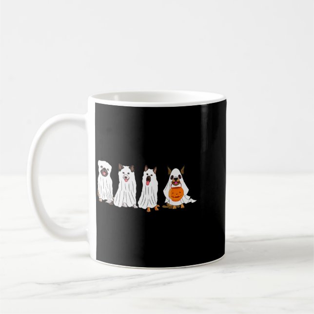 Halloween Hund Med Pumpa Skrämmande Halloween Hund Kaffemugg (Vänster)