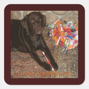Halloween Hund med Sweet Tooth Fyrkantigt Klistermärke