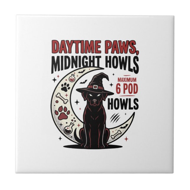 Halloween hund midnatt ylar kakelplatta (Framsidan)