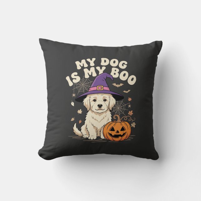 Halloween Hund Min Hund Är Min Boo Kudde (Framsida)