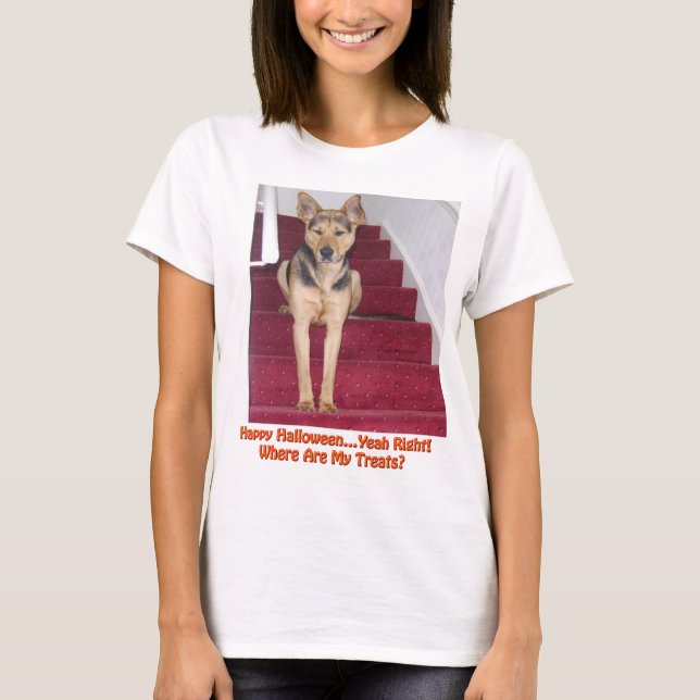 Halloween-Hund och inga trettat Tee Shirt (Framsida)