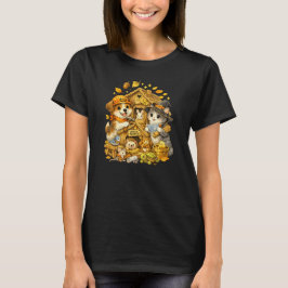 Halloween Hund och Katt Bygger ett Skogsdjur T Shirt