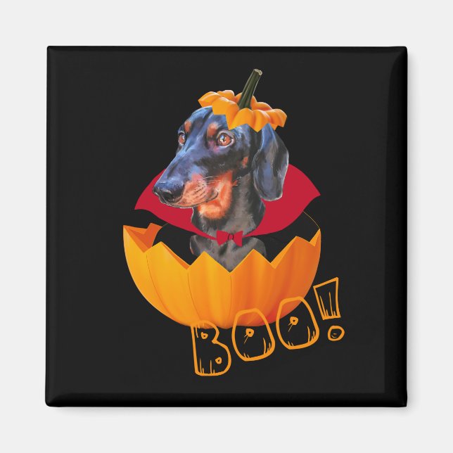 Halloween-hund-pumpa Magnet (Framsidan)