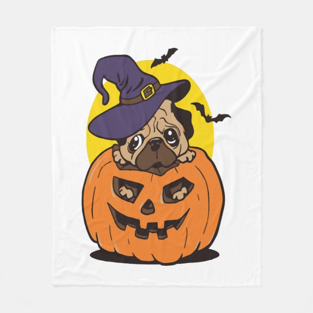 Halloween hund pumpa, rolig Halloween hund Fleecefilt (Framsidan)