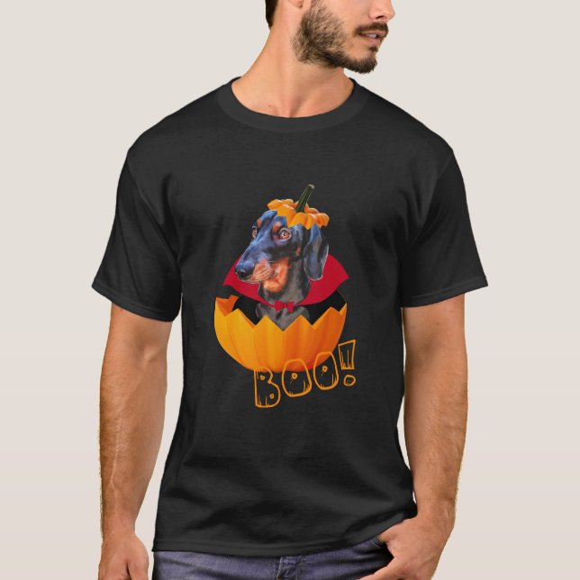 Halloween-hund-pumpa T Shirt (Framsida)