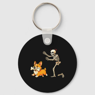 Halloween Hund Rolig Skelett Jagar Corgi Hund Nyckelring