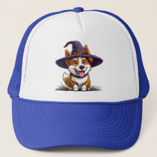 Halloween Hund som bär en häxhatt Keps