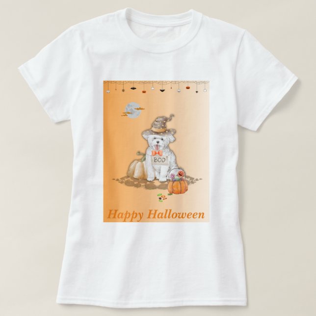 Halloween Hund Spiders & Fladdermus T-Shirt (Design framsida)