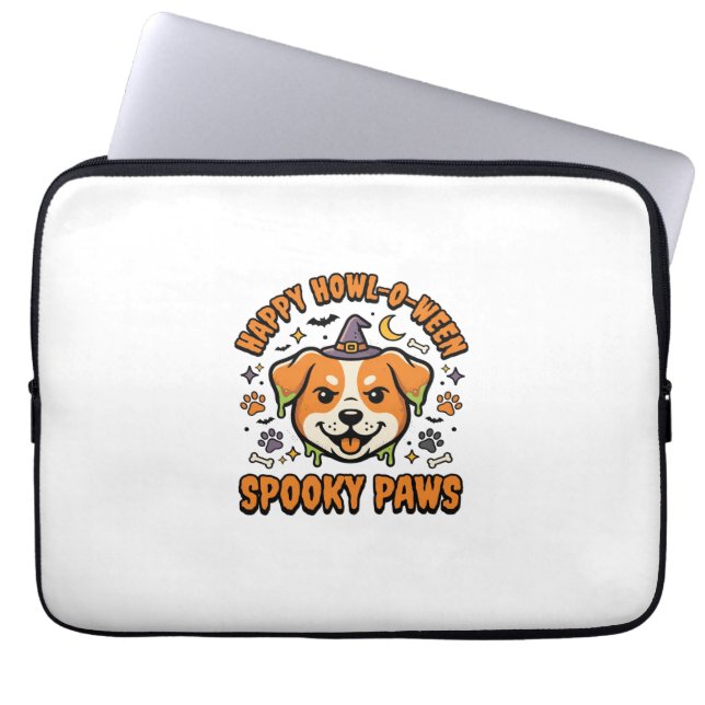 Halloween-hund Spooky Paws Laptop Fodral (Framsidan)