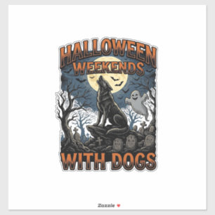 Halloween Hund T-Shirt Vintage Kyrkogård Valp Klistermärken