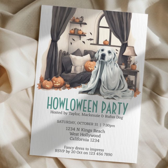 Halloween Hund Thmet Party Howloween Roligt Inbjudningar (Halloween Dog Themed Party Howloween Fun Invitations from Ricaso. Cute dog fancy dress party)