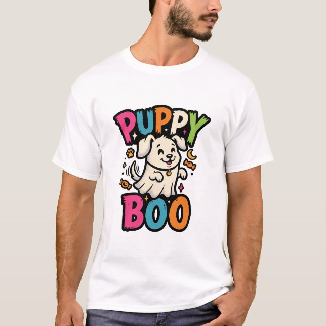 Halloween Hund Valp Boo T Shirt (Framsida)