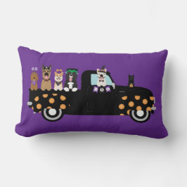 Halloween Hundar i Pickupa Lastbil Lumbarkudde
