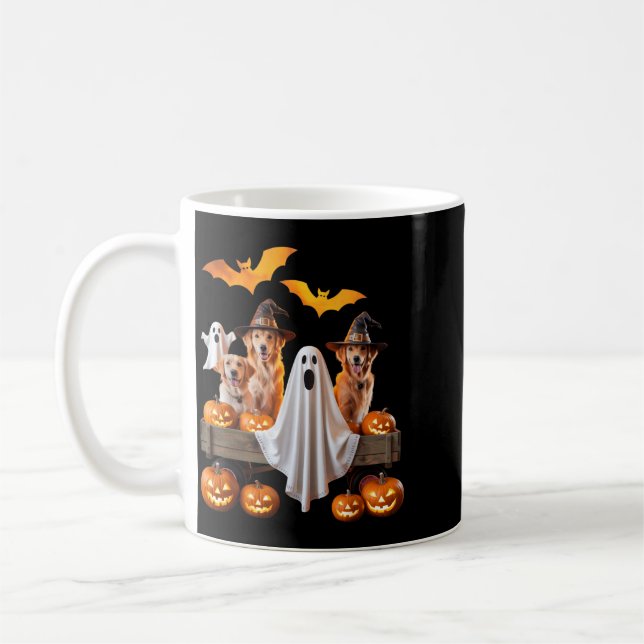 Halloween-hundar med pumpor och fladdermöss för hu kaffemugg (Vänster)
