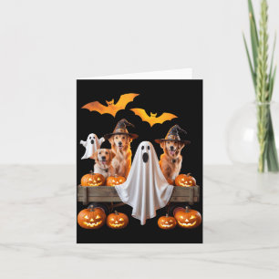 Halloween-hundar med pumpor och fladdermöss för hu kort