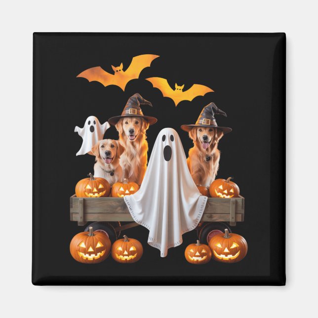 Halloween-hundar med pumpor och fladdermöss för hu magnet (Framsidan)