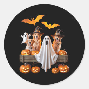 Halloween-hundar med pumpor och fladdermöss för hu runt klistermärke