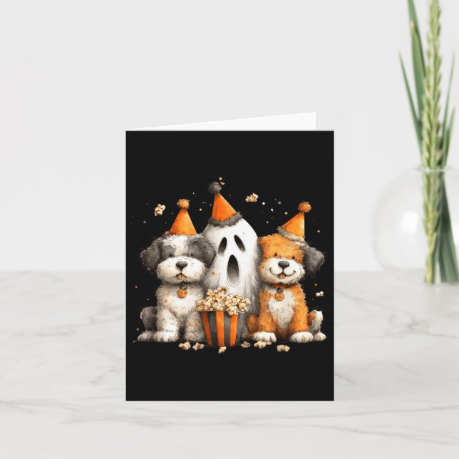 Halloween Hundar Popcorn-fest Kort (Framsida)