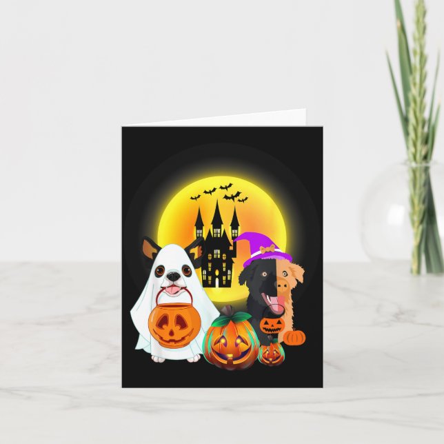 Halloween Hundar T-Shirt1 Kort (Framsida)