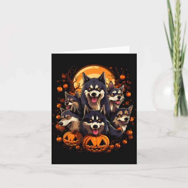 Halloween Hundar T-Shirt2 Kort (Framsida)
