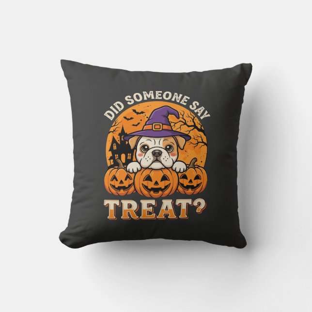 Halloween Hundgodis Bulldoggs Pumpadesign Kudde (Framsida)