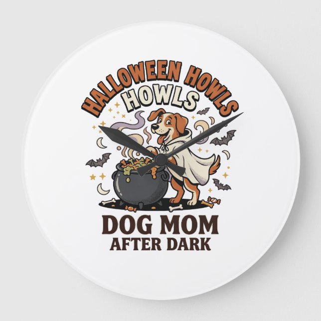 Halloween Hundmamma Efter Mörkret Stor Klocka (Framsida)