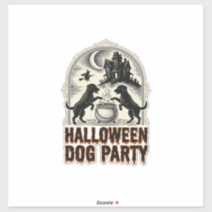 Halloween Hundparty Vintage Häxa Kittel Design_ Klistermärken