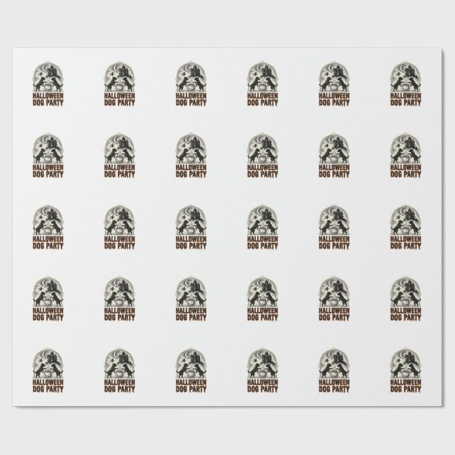 Halloween Hundparty Vintage Häxa Kittel Design_ Presentpapper (Platt)