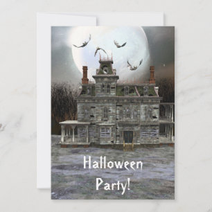 Halloween-hus 5 x 7 inbjudan