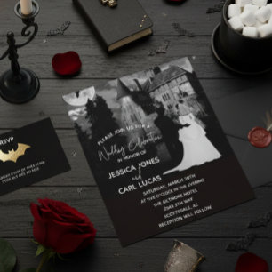 Halloween-hus Bröllop Oktober-inbjudan Flygblad