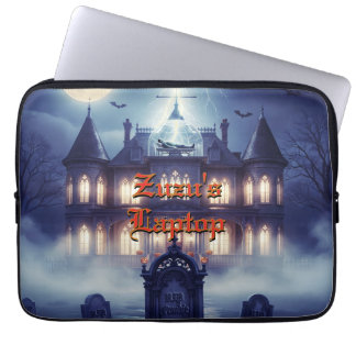 Halloween-hus med Frankie, mörkblå Laptop Fodral